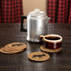 Wholesale 🔔 VHC Brands Cumberland Stenciled Moose Jute Coaster Set Of 6 - Coaster Set 🎁