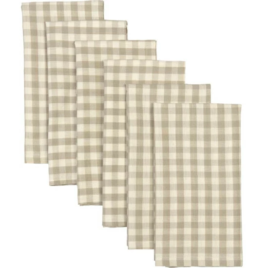 Best reviews of π VHC Brands Set Of 6 Katie Gingham Check Napkins - Napkin 18x18 Taupe/antique White π - Image 8