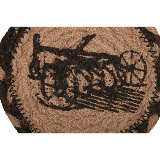 Best reviews of π€© VHC Brands Sawyer Mill Charcoal Plow Jute Coaster Set Of 6 - Coaster Set π - Image 4