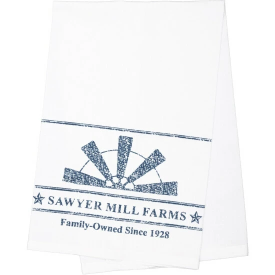 Buy π VHC Brands Sawyer Mill Blue Windmill Blade Muslin Bleached White Tea Towel 19x28 - Tea Towel 28x19 β€οΈ - Image 2