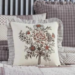 Brand new β€οΈ VHC Brands Florette Floral Bouquet Ruffled Pillow 18x18 π