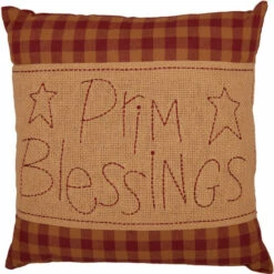 Best deal 🥰 VHC Brands Burgundy Check Prim Blessings Pillow 12x12 🎁