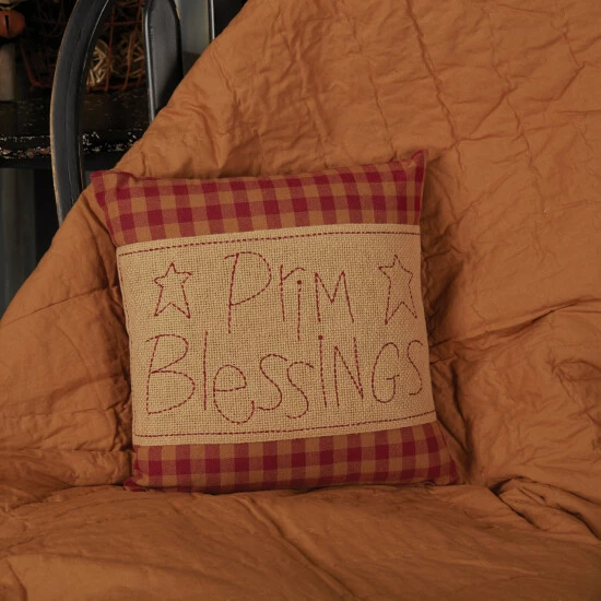 Best deal π₯° VHC Brands Burgundy Check Prim Blessings Pillow 12x12 π - Image 2