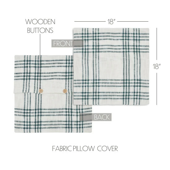 Promo π VHC Brands Pine Grove Plaid Fabric Pillow Cover 18x18 𧨠- Image 2