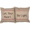Hot Sale 🎁 VHC Brands Tan Rustic Holiday Decor VHC Merry Little 🔔 Christmas Let Your Heart 12x12 Pillow Set Of 2 Wool Text Embroidered Textured 🎁