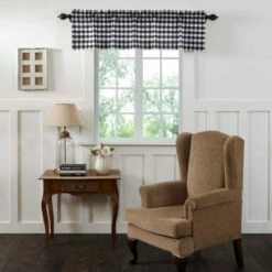 Buy 😍 VHC Brands Annie Buffalo Check Valance Antique White/ash Grey 💯