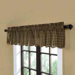 Deals 😍 VHC Brands Check Scalloped Valance Burgundy/dark Tan ❤️
