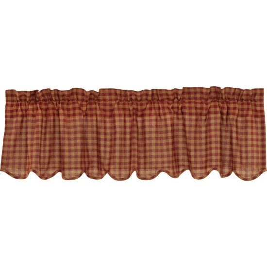 Deals π VHC Brands Check Scalloped Valance Burgundy/dark Tan β€οΈ - Image 3