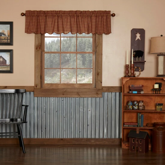 Deals π VHC Brands Check Scalloped Valance Burgundy/dark Tan β€οΈ - Image 6