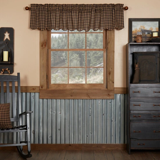 Deals π VHC Brands Check Scalloped Valance Burgundy/dark Tan β€οΈ - Image 8