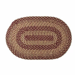 Hot Sale 🎁 VHC Brands Burgundy Tan Jute Rug Oval W/ Pad 20x30 ✔️