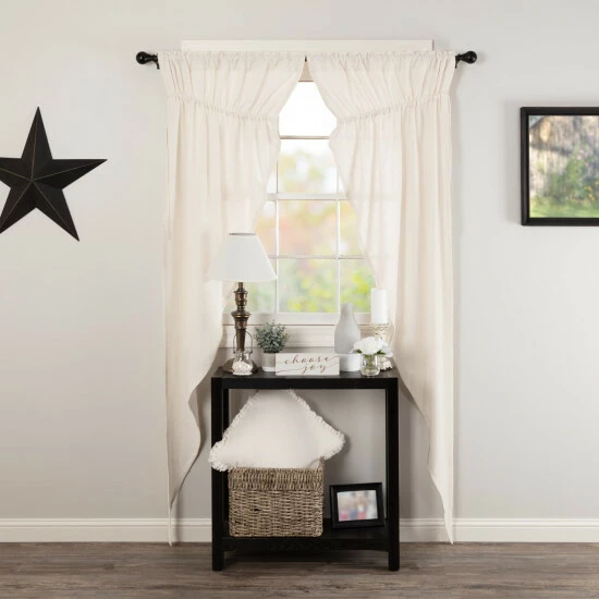 Coupon π VHC Brands Farmhouse Curtains VHC Cotton Burlap Long Prairie Panel Pair Rod Pocket Solid Color - Prairie Panel 84x36 - Prairie Panel 84x36 Natural π - Image 2